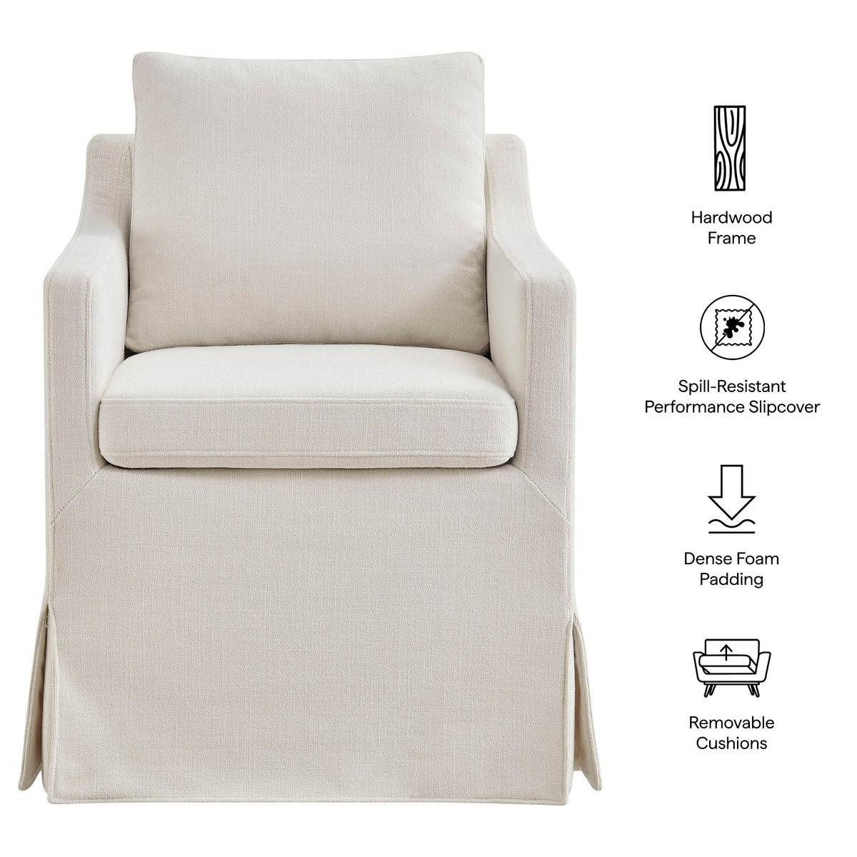Serene Slipcovered Performance Fabric Dining Armchair