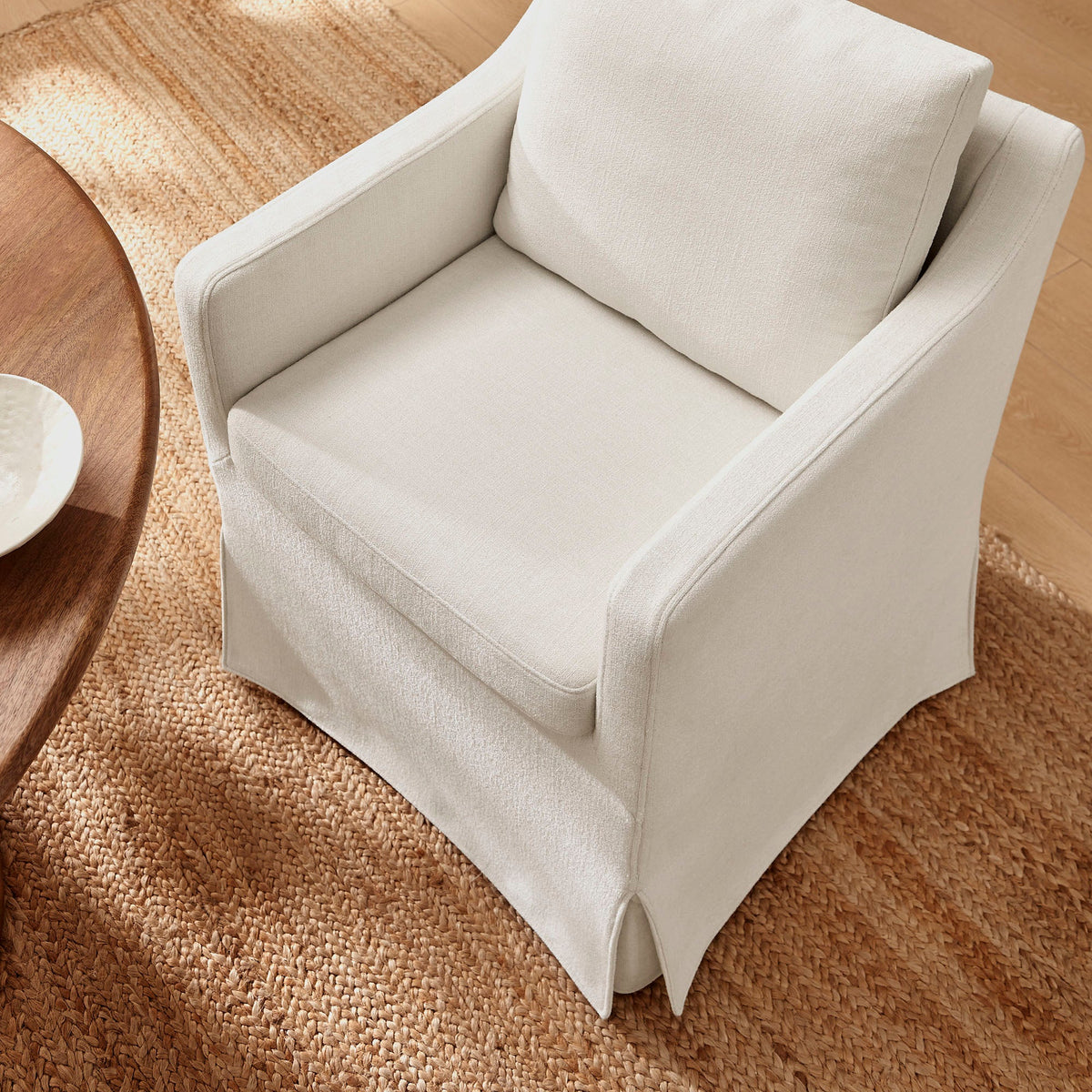 Serene Slipcovered Performance Fabric Dining Armchair