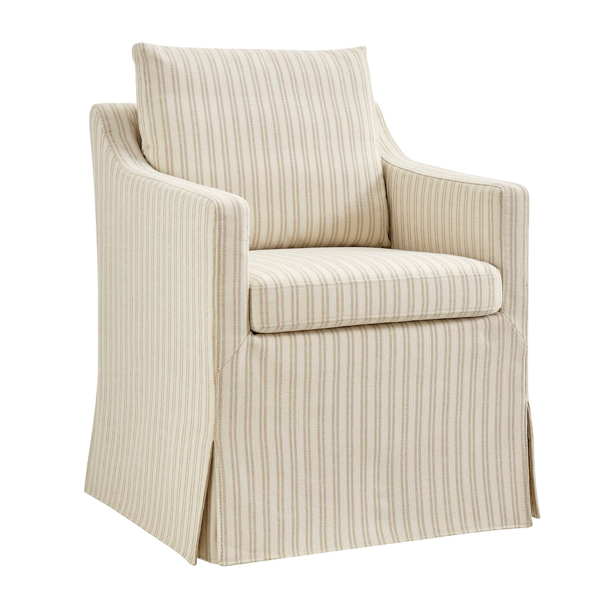 Serene Slipcovered Striped Fabric Dining Armchair - view 1