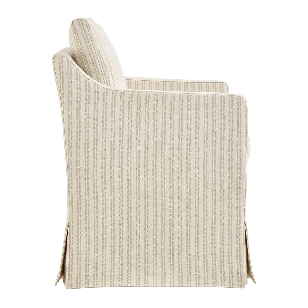 Serene Slipcovered Striped Fabric Dining Armchair - view 2