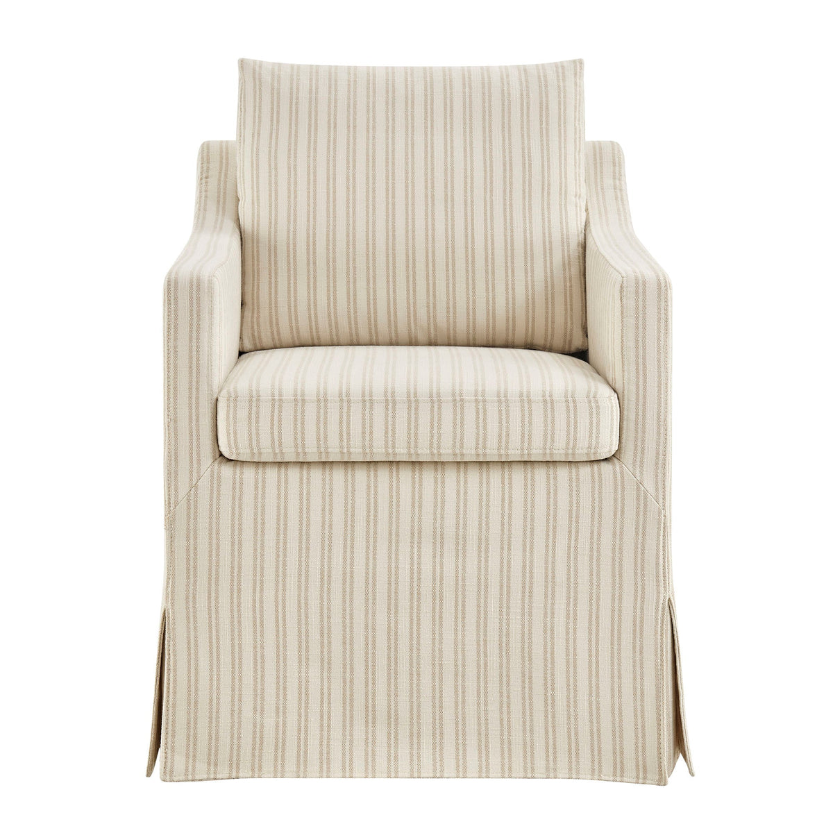 Serene Slipcovered Striped Fabric Dining Armchair - view 4