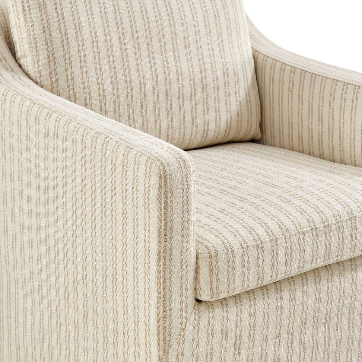 Serene Slipcovered Striped Fabric Dining Armchair - view 5
