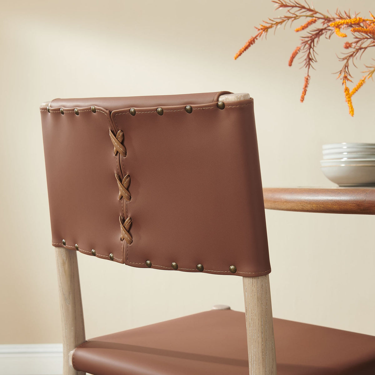 Dover Wood Vegan Leather Dining Side Chair