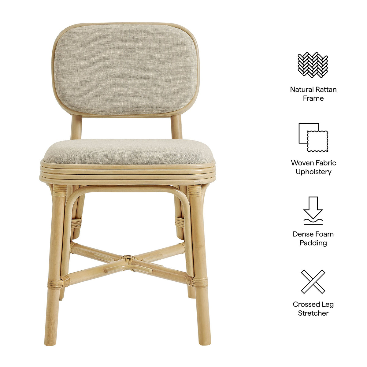 Bahari Upholstered Rattan Dining Chair