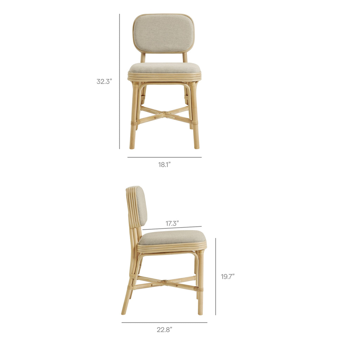 Bahari Upholstered Rattan Dining Chair