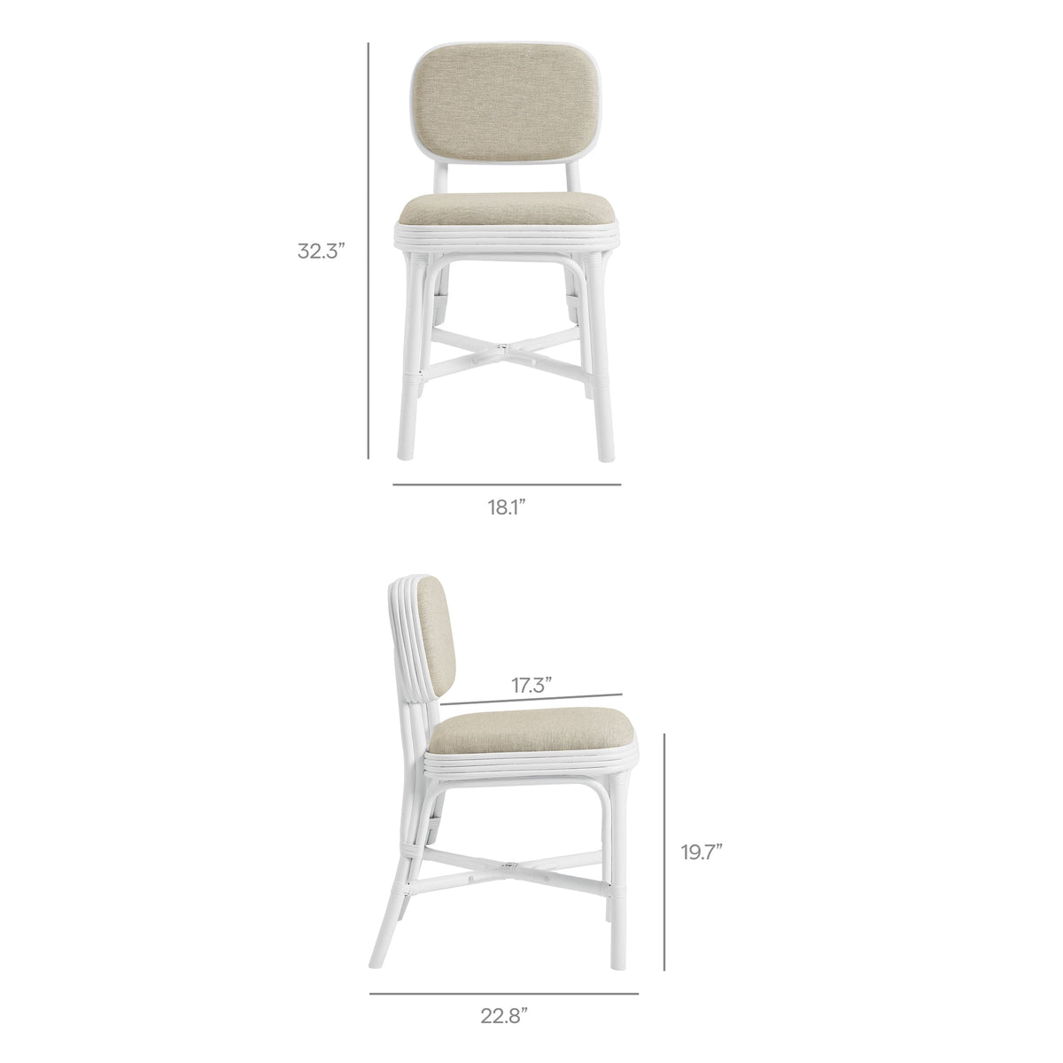 Bahari Upholstered Rattan Dining Chair
