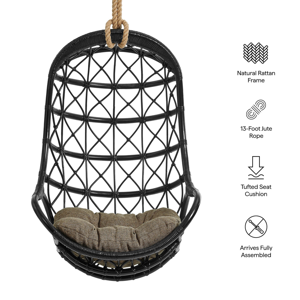 Tamarind Natural Rattan Hanging Chair