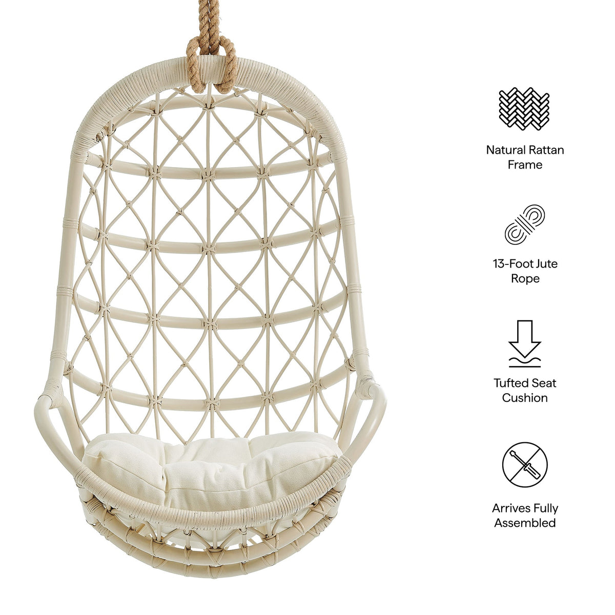 Tamarind Natural Rattan Hanging Chair