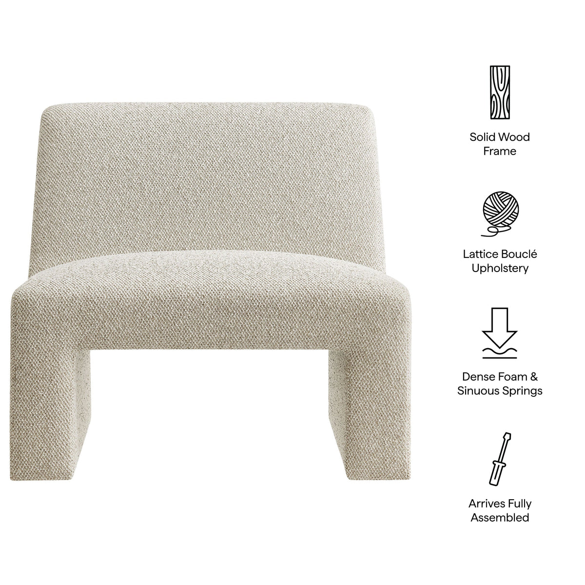 Amita Lattice Boucle Upholstered Armless Accent Chair