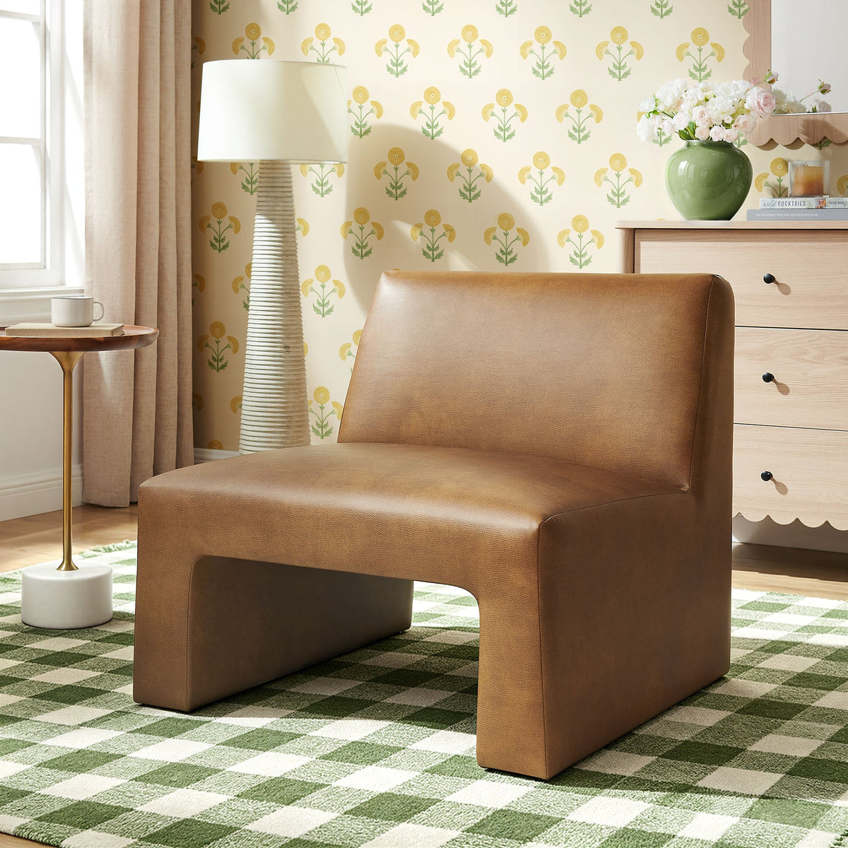 Amita Vegan Leather Armless Accent Chair