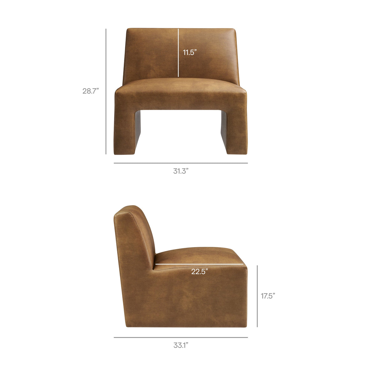 Amita Vegan Leather Armless Accent Chair