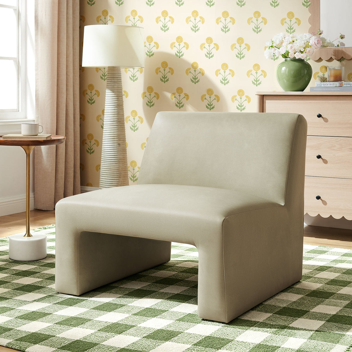 Amita Vegan Leather Armless Accent Chair