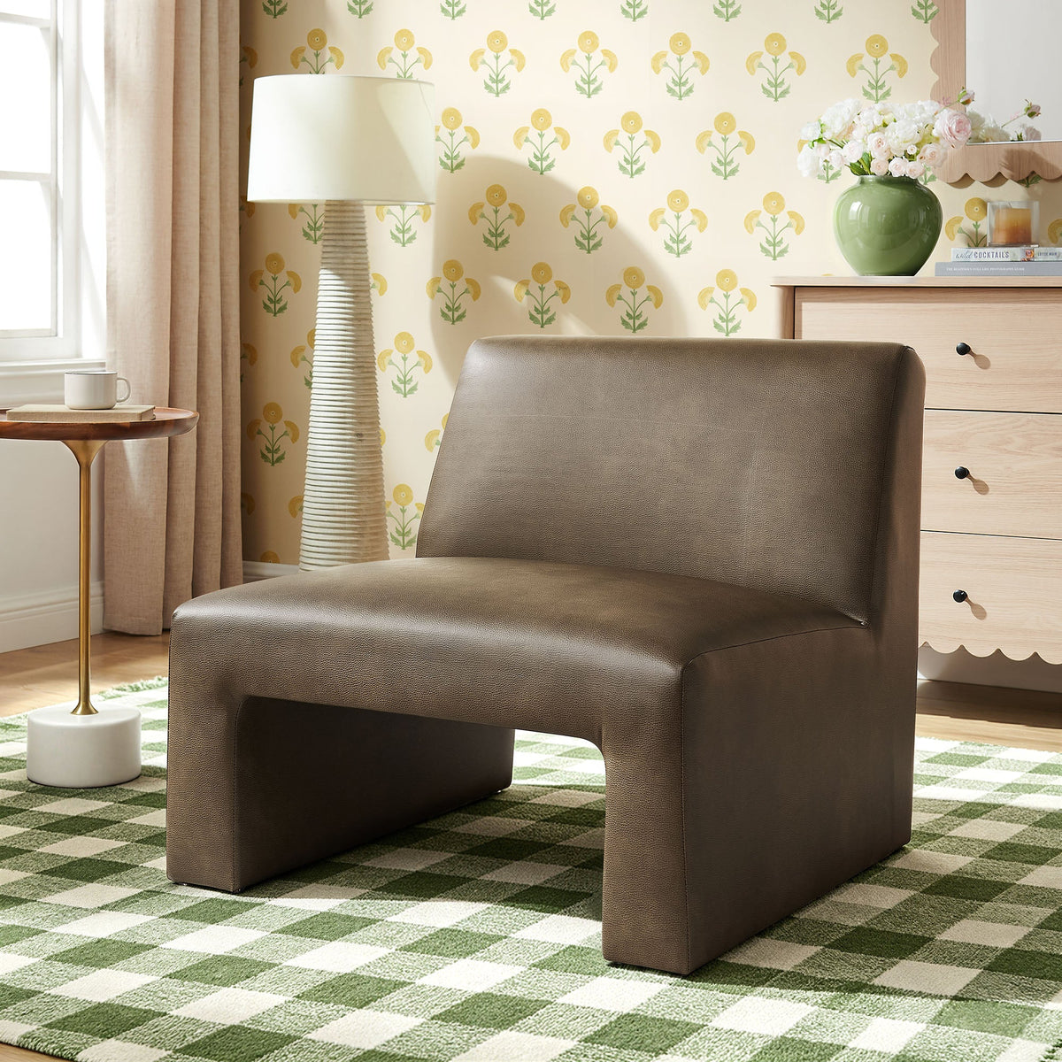 Amita Vegan Leather Armless Accent Chair