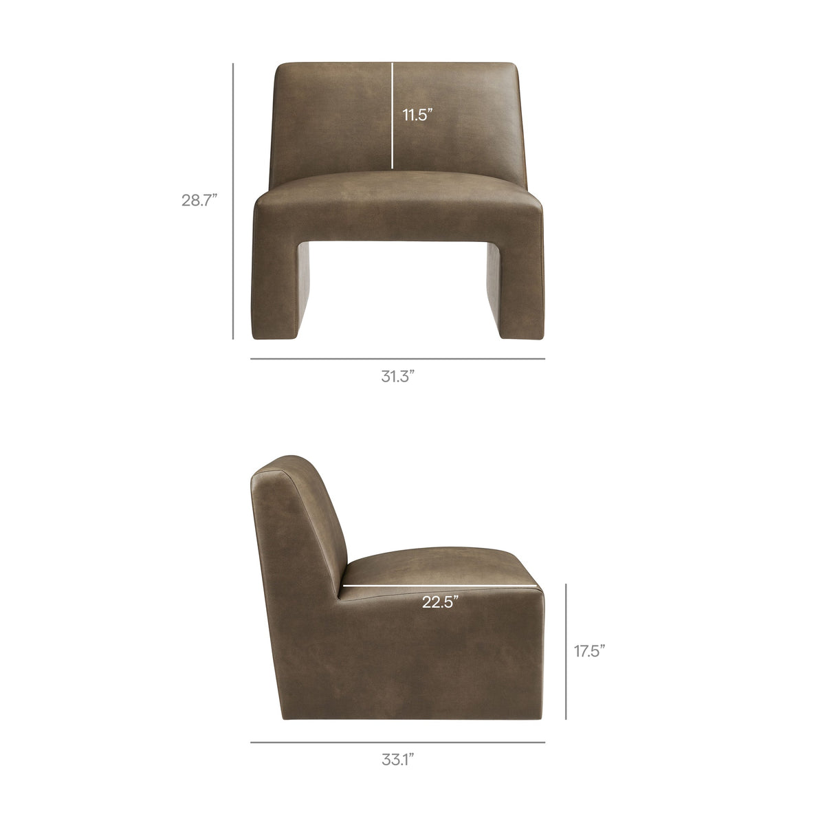 Amita Vegan Leather Armless Accent Chair