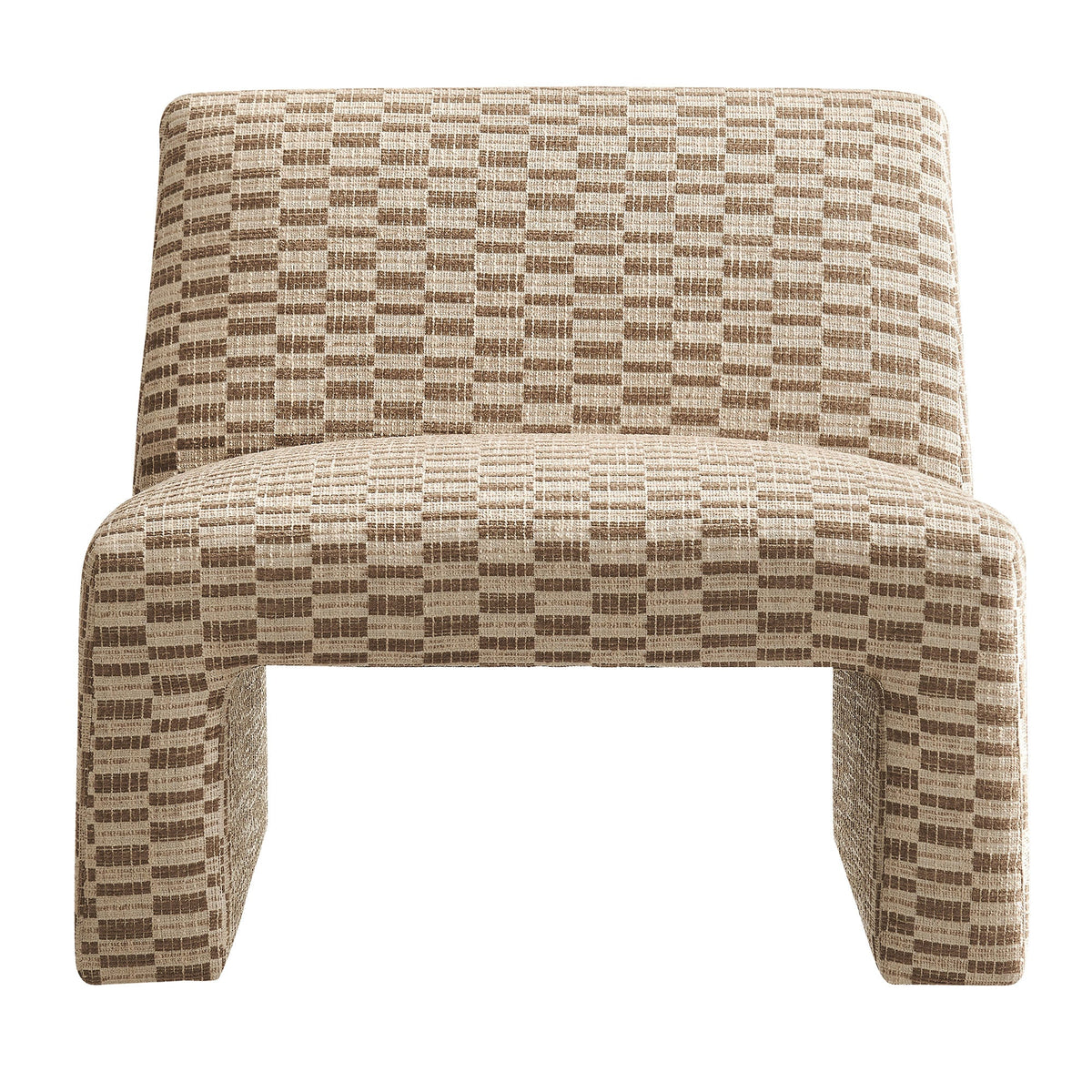 Amita Checked Woven Fabric Armless Accent Chair