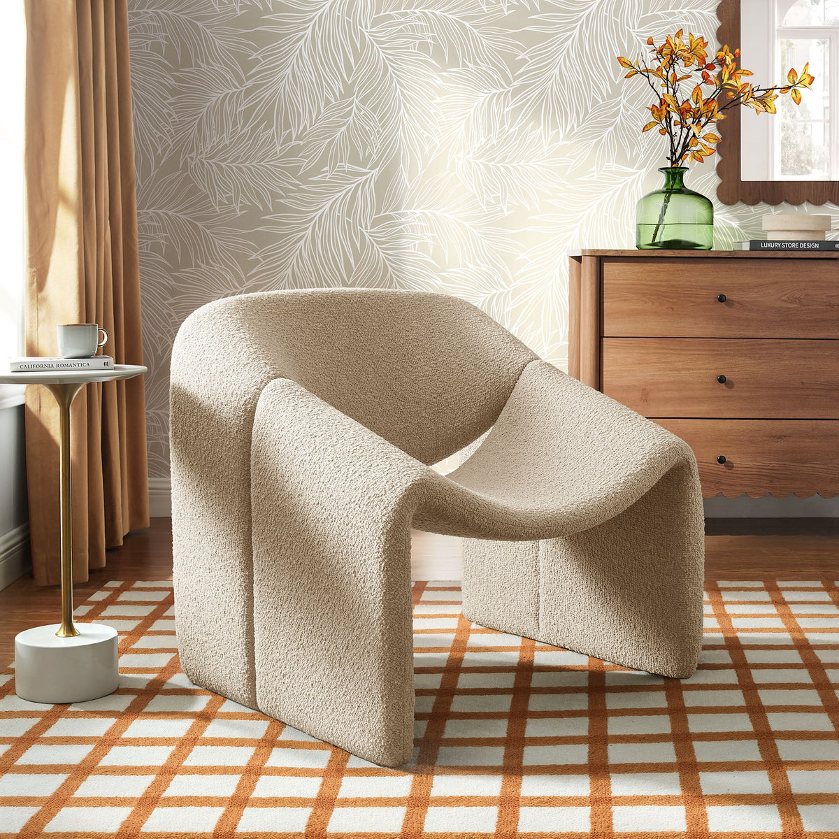 Vivi Looped Textural Fabric Curved Arm Accent Chair - view 18