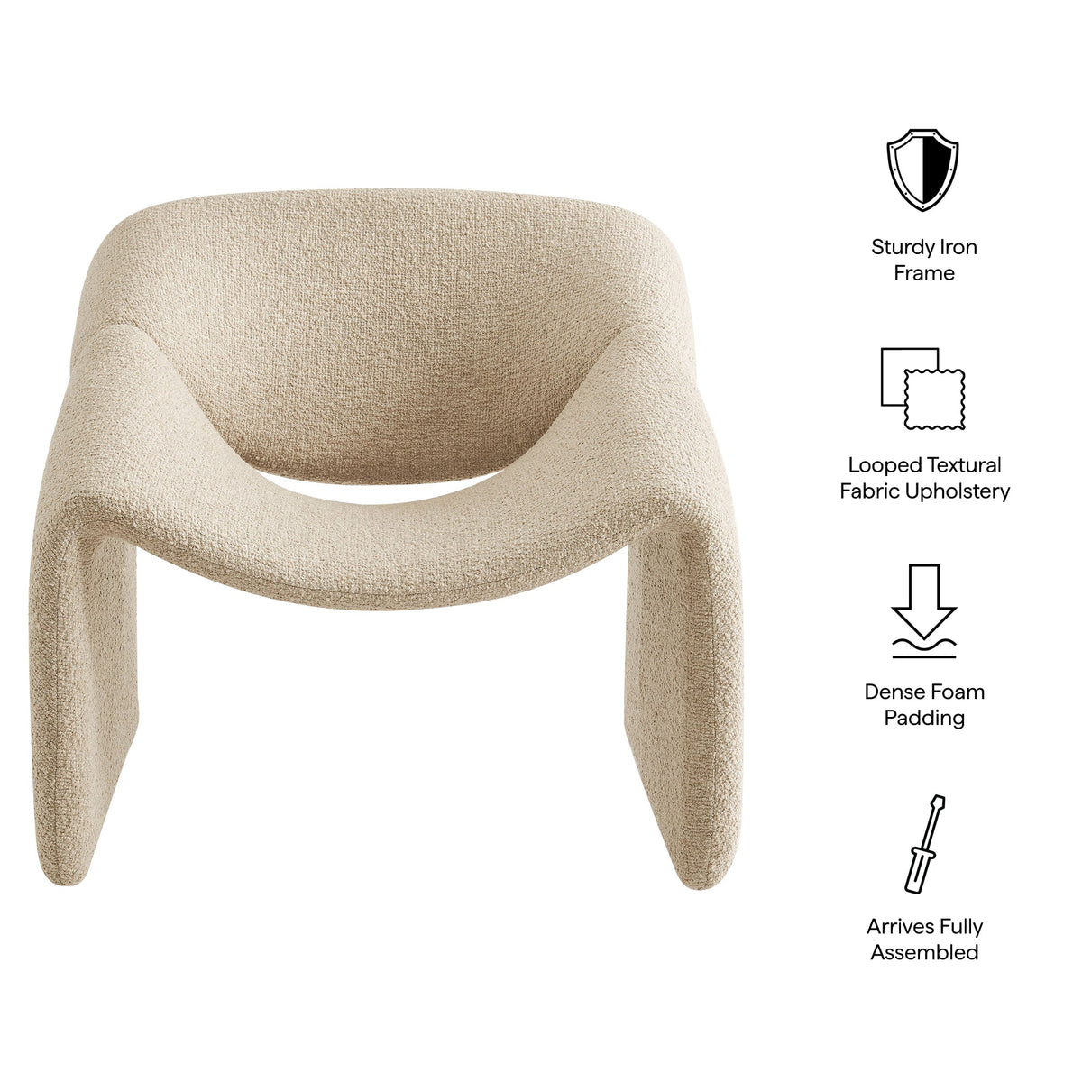 Vivi Looped Textural Fabric Curved Arm Accent Chair - view 24
