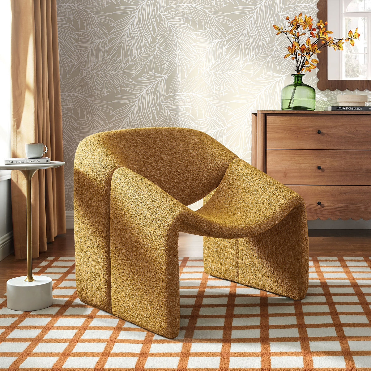 Vivi Looped Textural Fabric Curved Arm Accent Chair - view 17