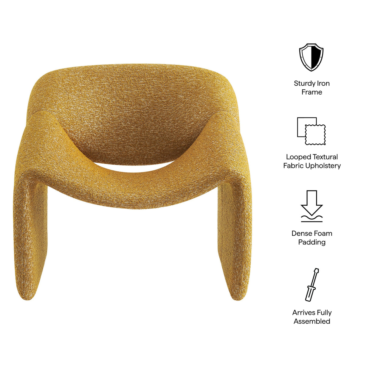 Vivi Looped Textural Fabric Curved Arm Accent Chair - view 23