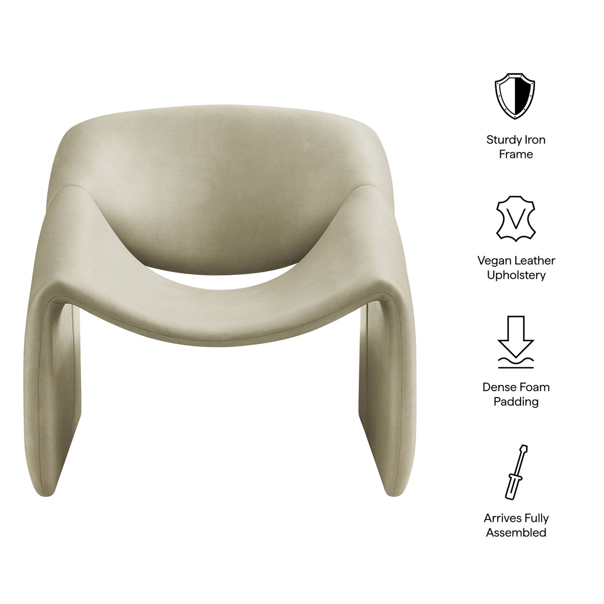 Vivi Vegan Leather Curved Arm Accent Chair