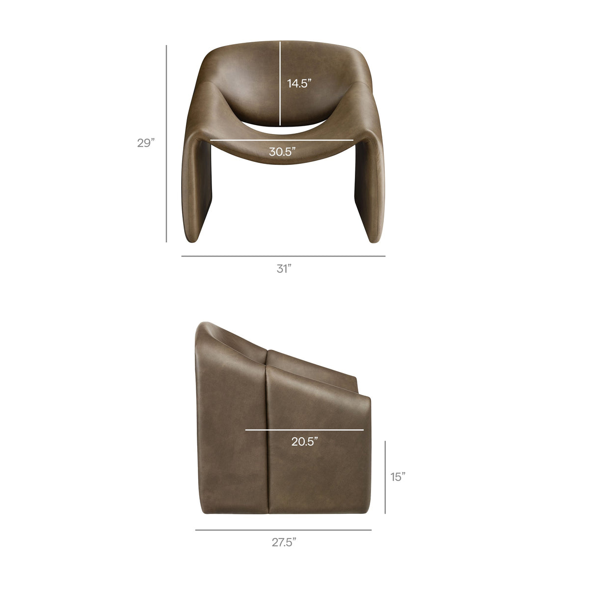 Vivi Vegan Leather Curved Arm Accent Chair
