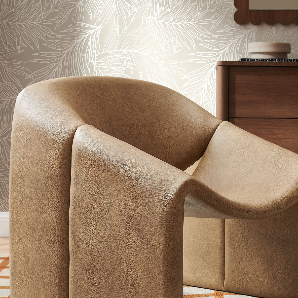 Vivi Vegan Leather Curved Arm Accent Chair