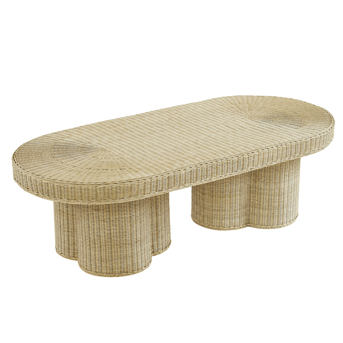 Sarova 60 Inch Natural Rattan Pedestal Coffee Table