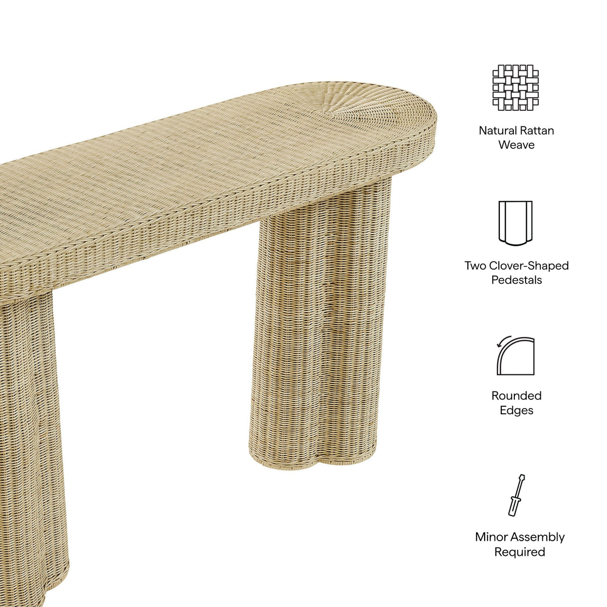 Sarova 59 Inch Natural Rattan Console Table