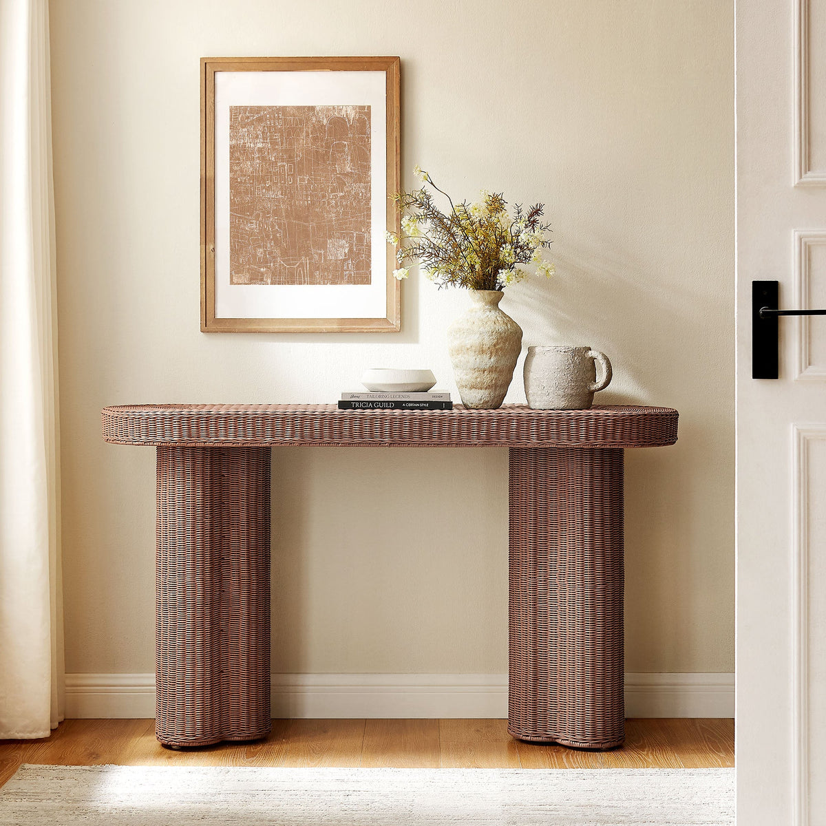 Sarova 59 Inch Natural Rattan Console Table