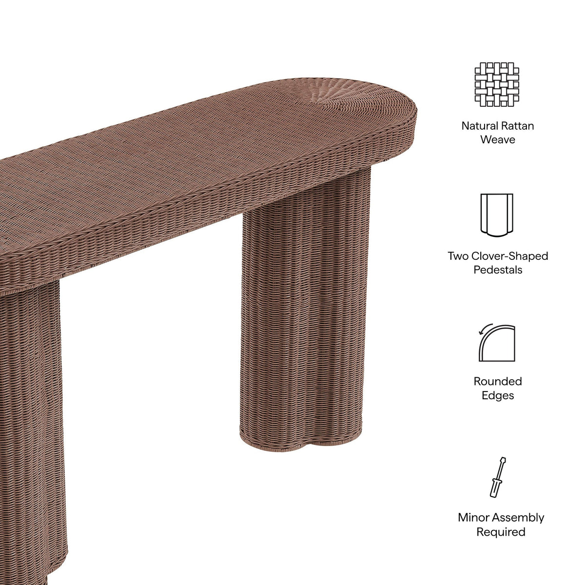 Sarova 59 Inch Natural Rattan Console Table