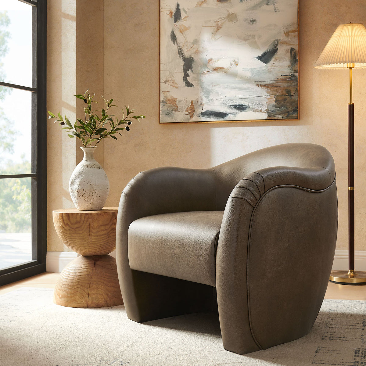 Compose Barrel Vegan Leather Accent Chair