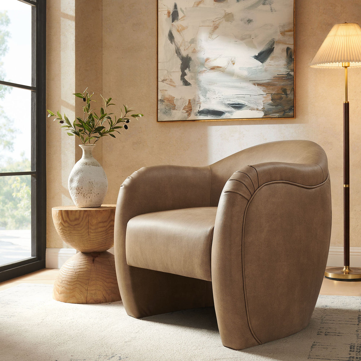 Compose Barrel Vegan Leather Accent Chair