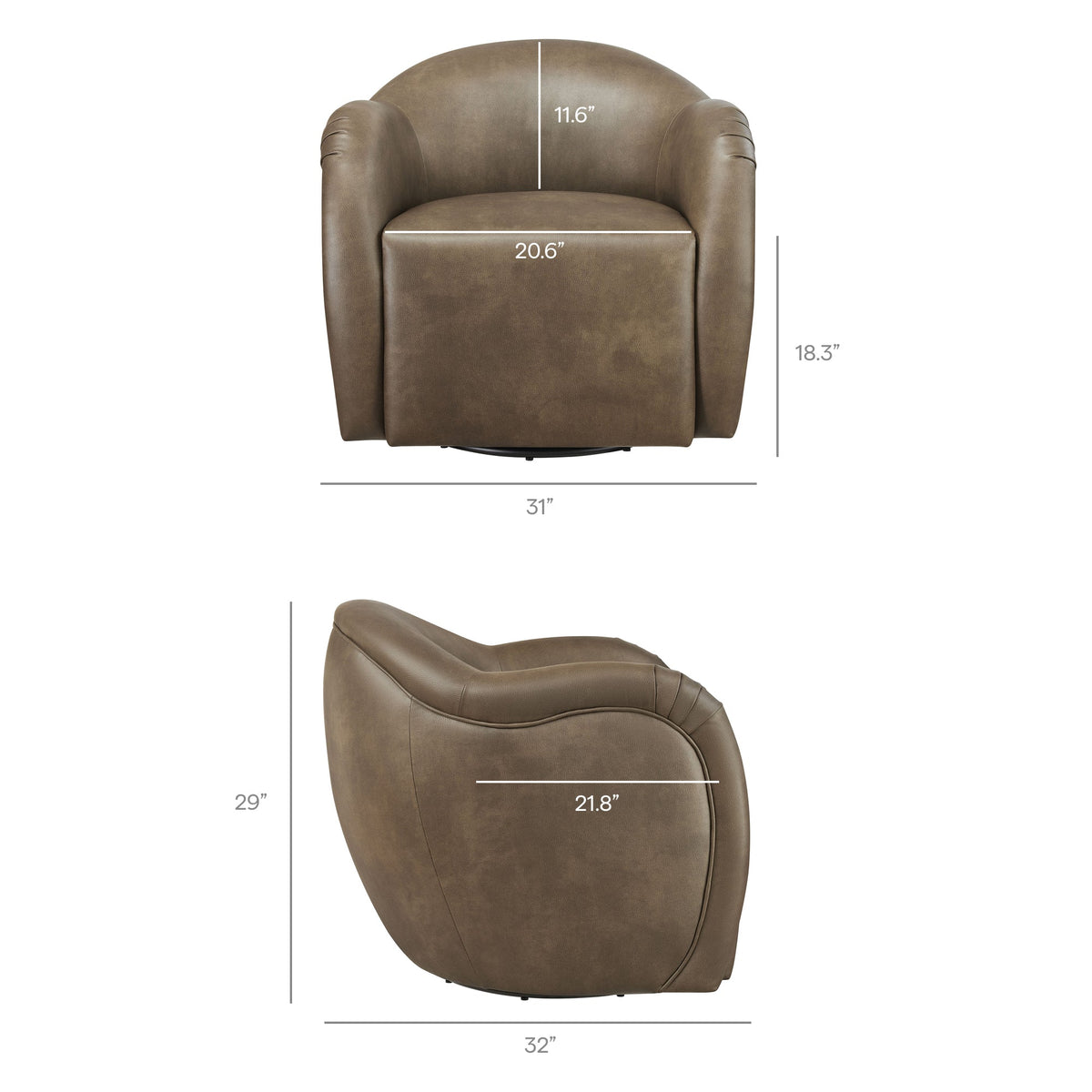 Compose Barrel Vegan Leather Swivel Armchair