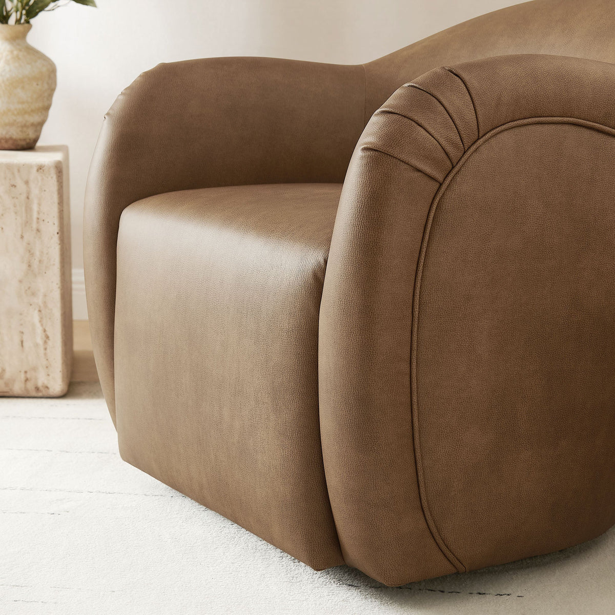 Compose Barrel Vegan Leather Swivel Armchair