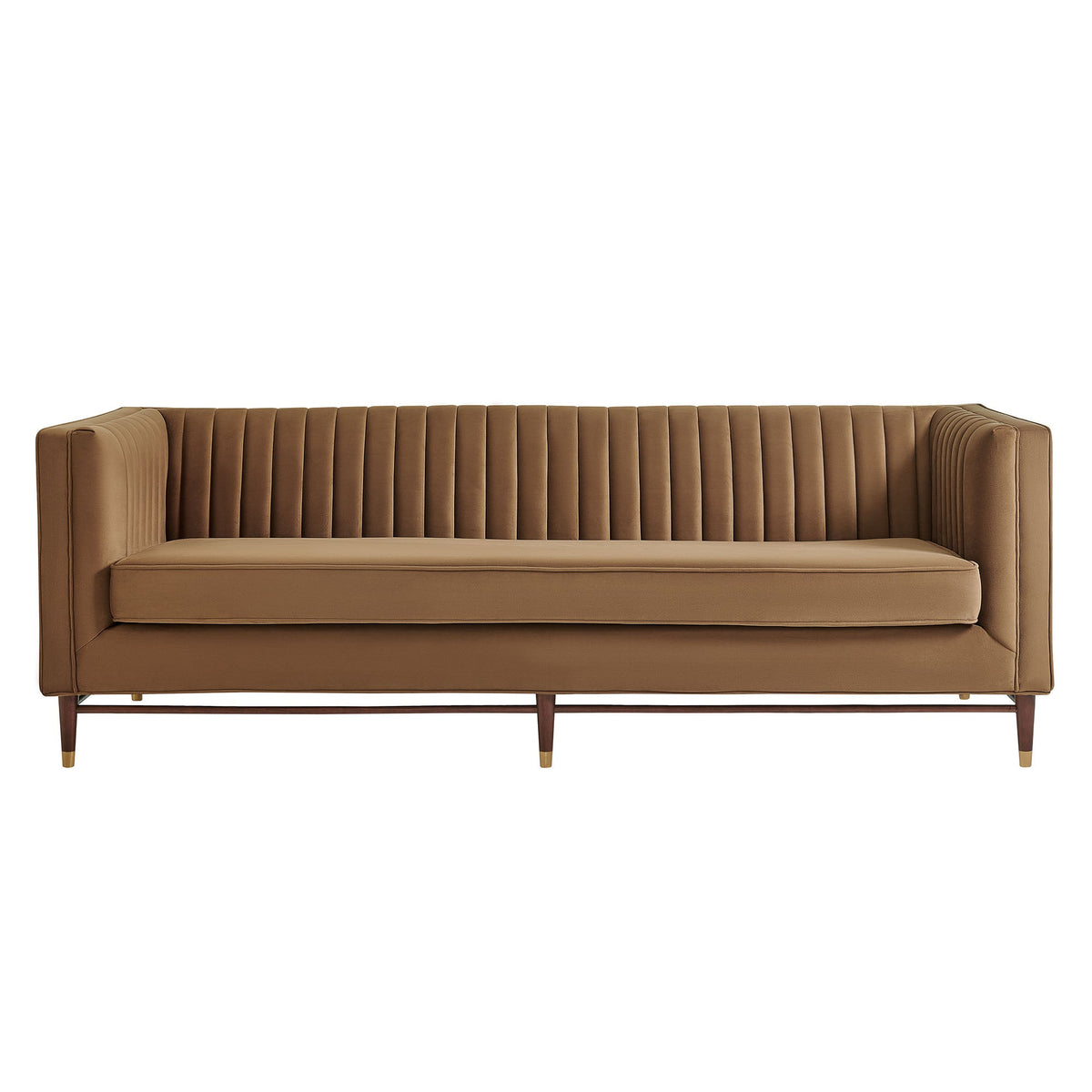 Devote 93 Inch Performance Velvet Channel Tufted Sofa