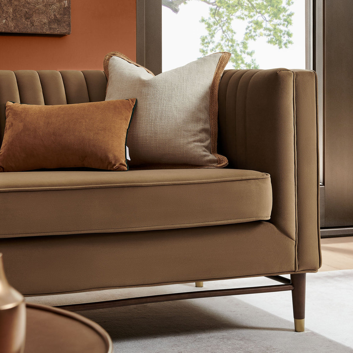 Devote 93 Inch Performance Velvet Channel Tufted Sofa