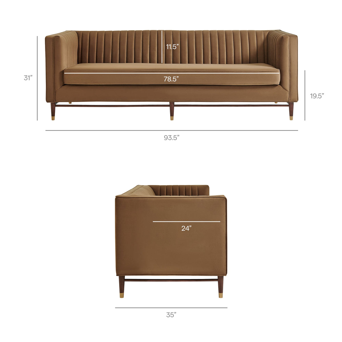 Devote 93 Inch Performance Velvet Channel Tufted Sofa