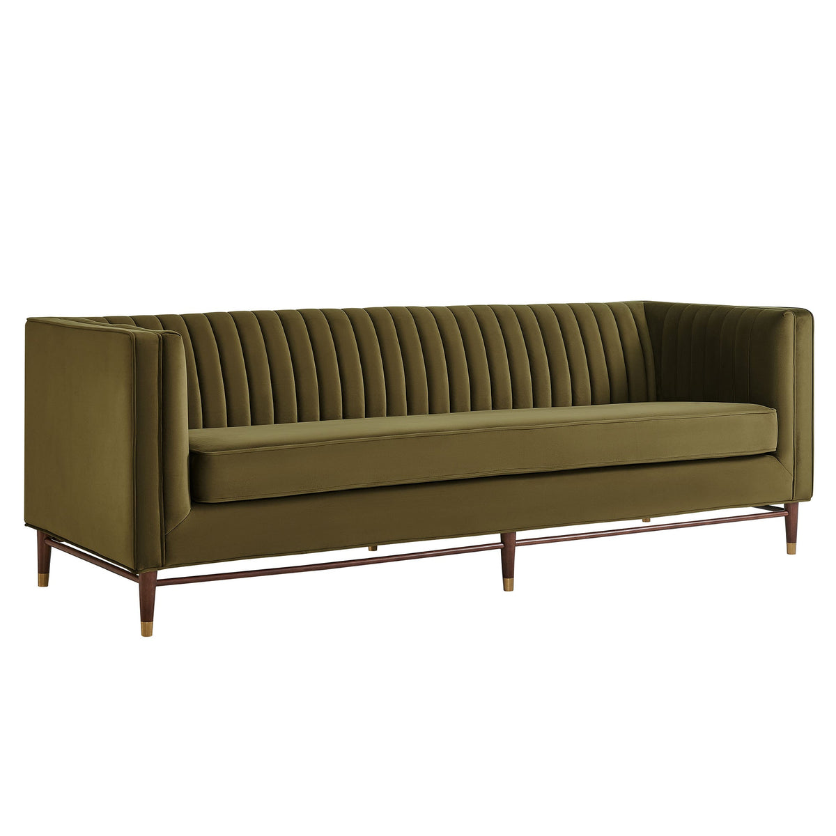 Devote 93 Inch Performance Velvet Channel Tufted Sofa
