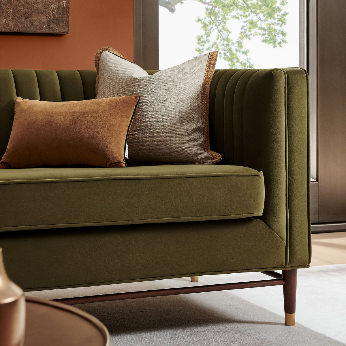 Devote 93 Inch Performance Velvet Channel Tufted Sofa