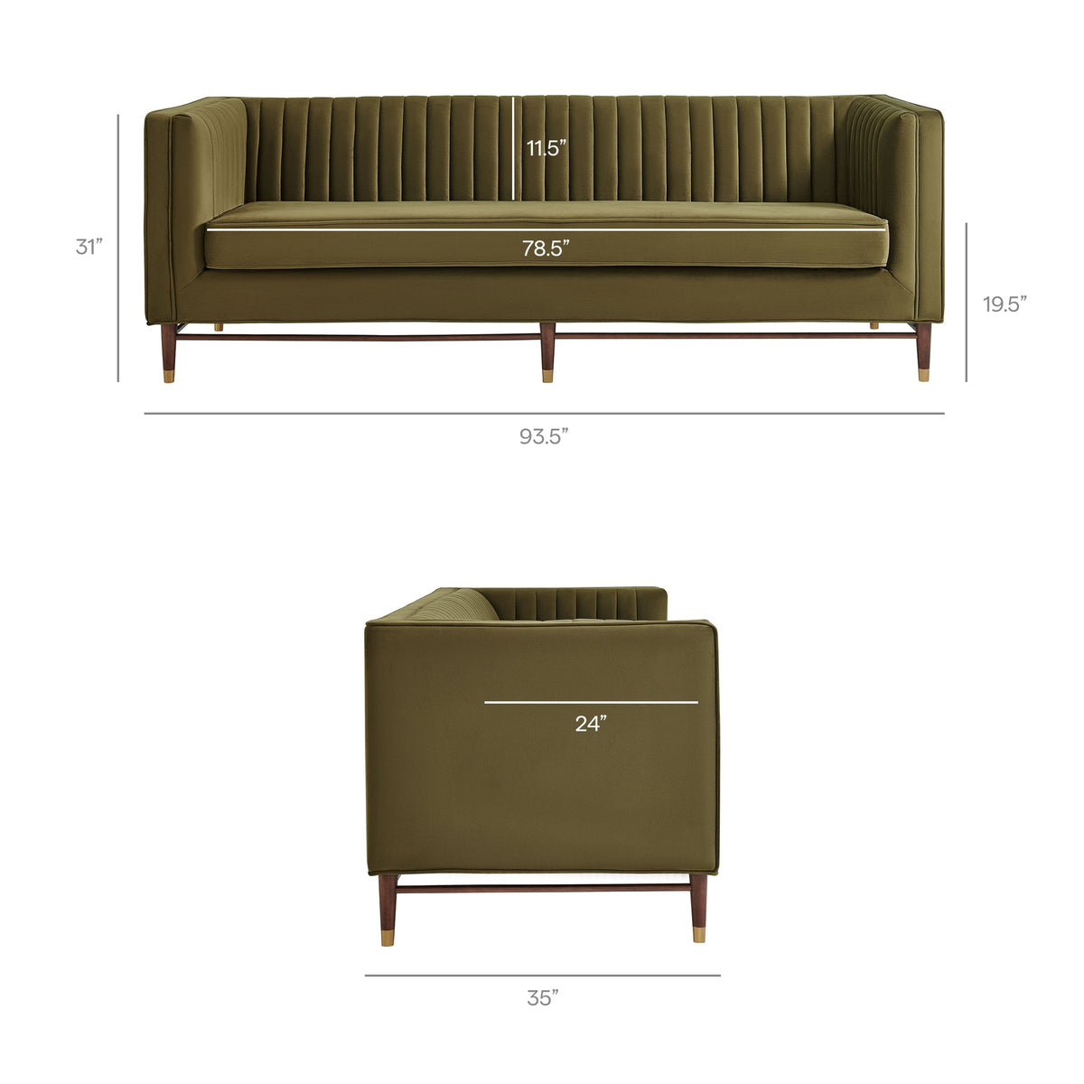 Devote 93 Inch Performance Velvet Channel Tufted Sofa