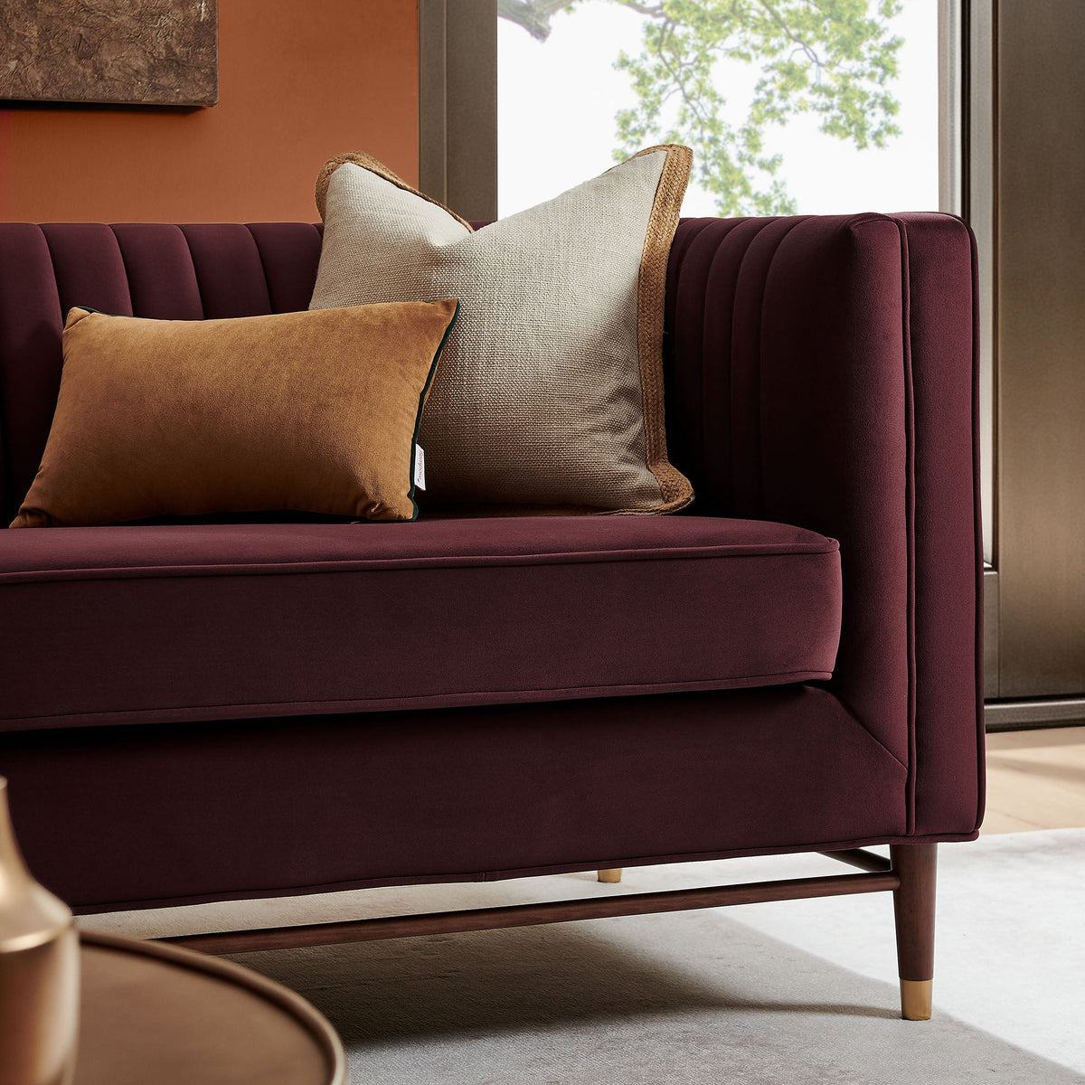 Devote 93 Inch Performance Velvet Channel Tufted Sofa