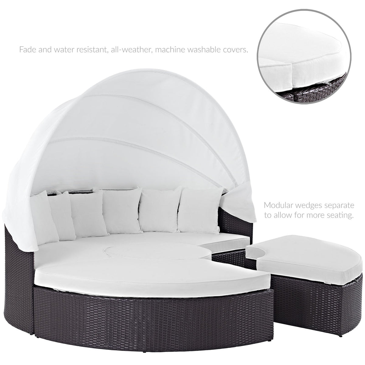 Quest Wicker Rattan Outdoor Patio Canopy Sectional Daybed