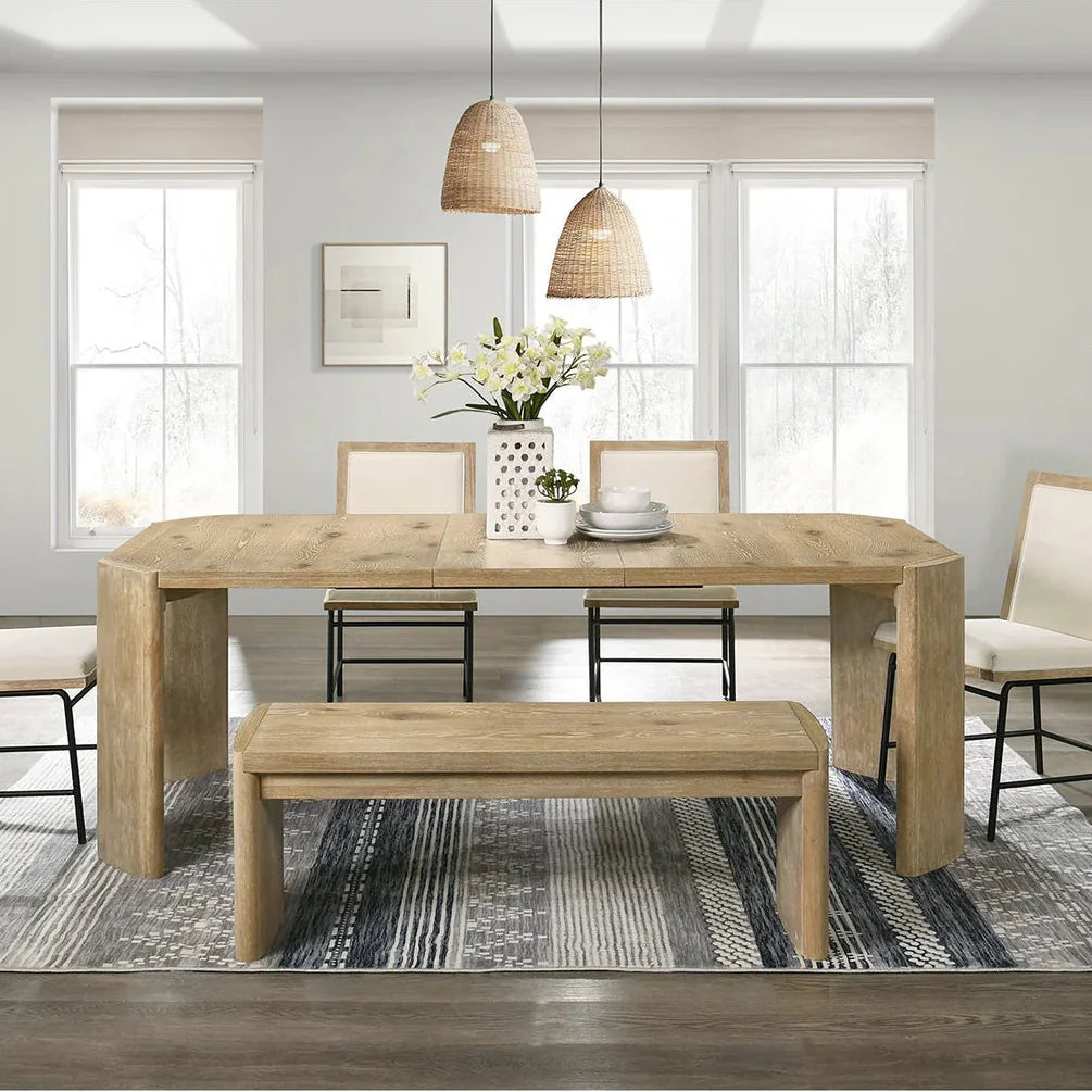 Edenbridge Contemporary Oak 66 to 84-Inch Extendable Rectangular Dining Table