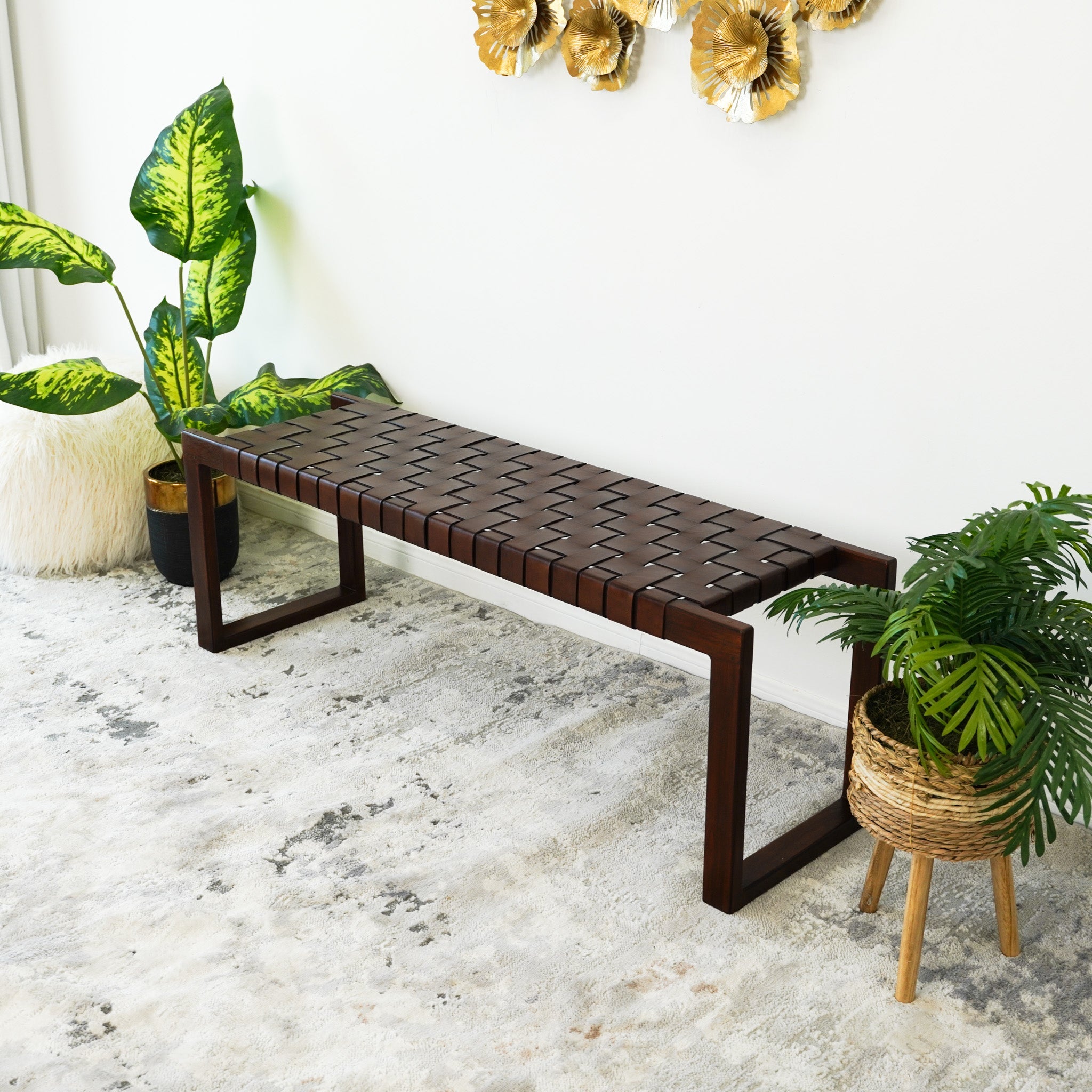 Elgin Strap Leather Bench