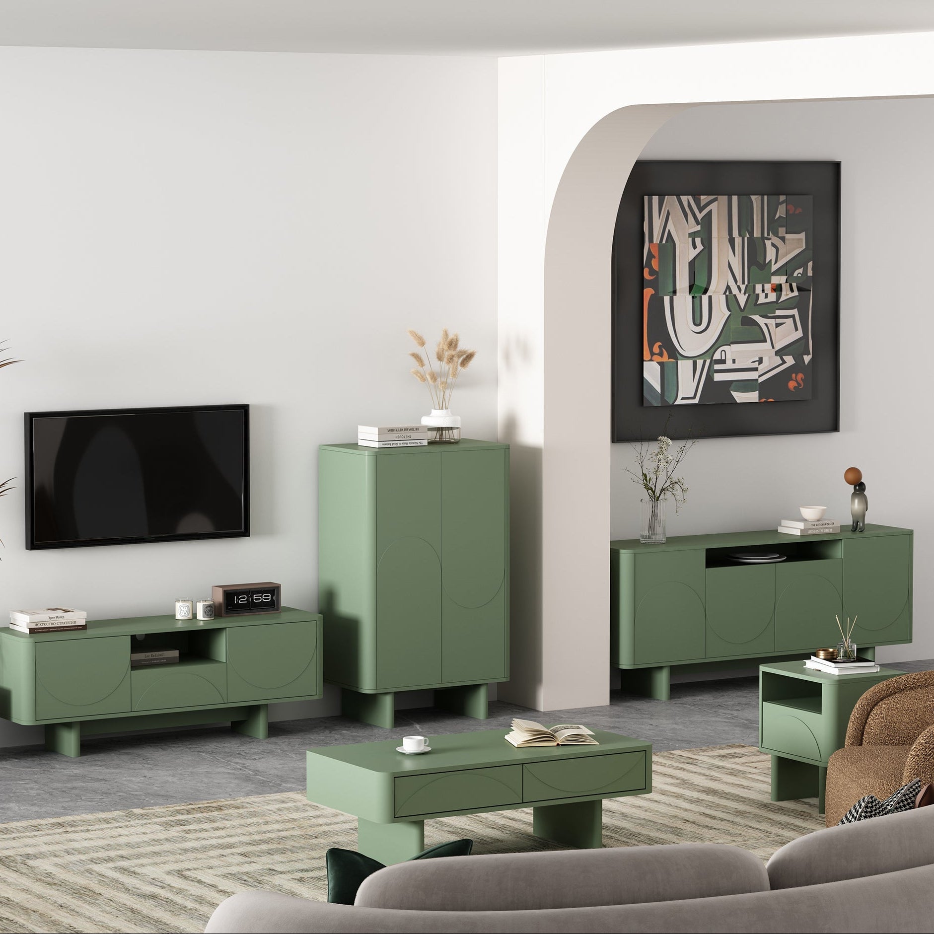 Ella 47.2" Coffee Table in Sage Green