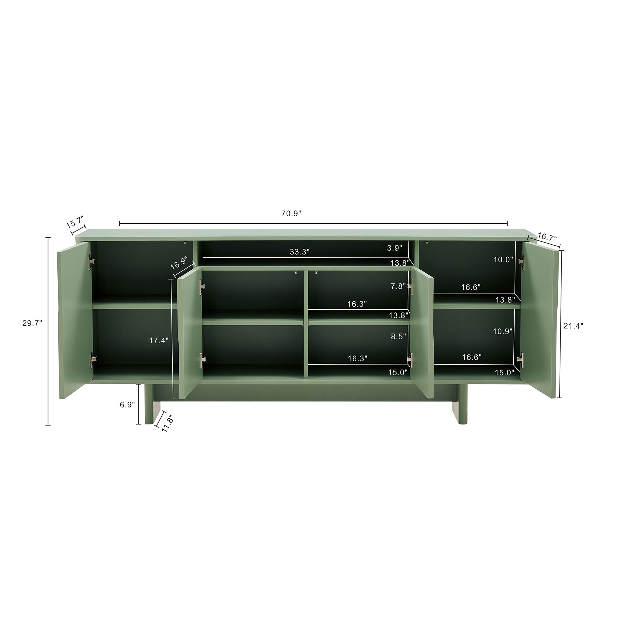 Ella 71" Modern Sage Green Sideboard