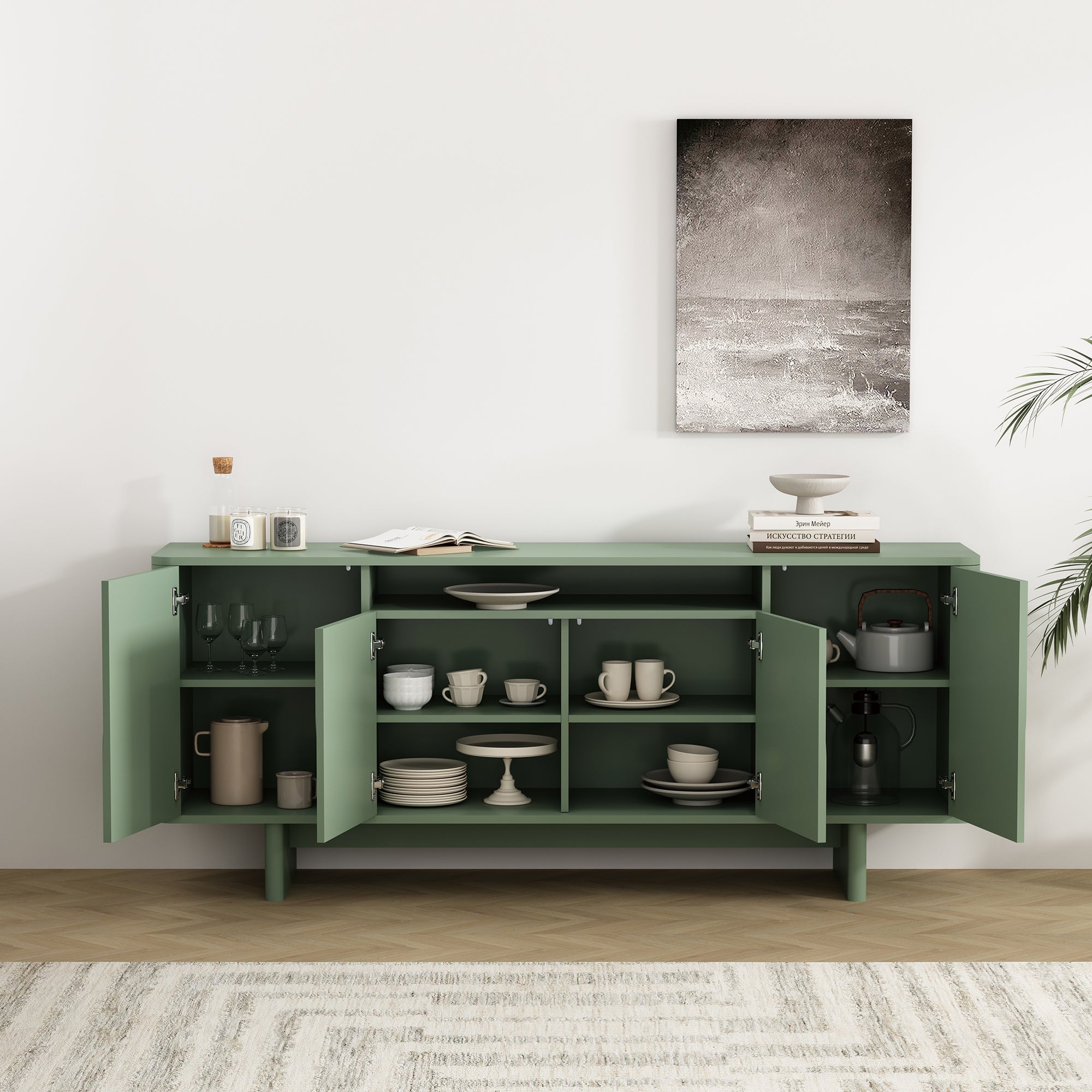 Ella 71" Modern Sage Green Sideboard