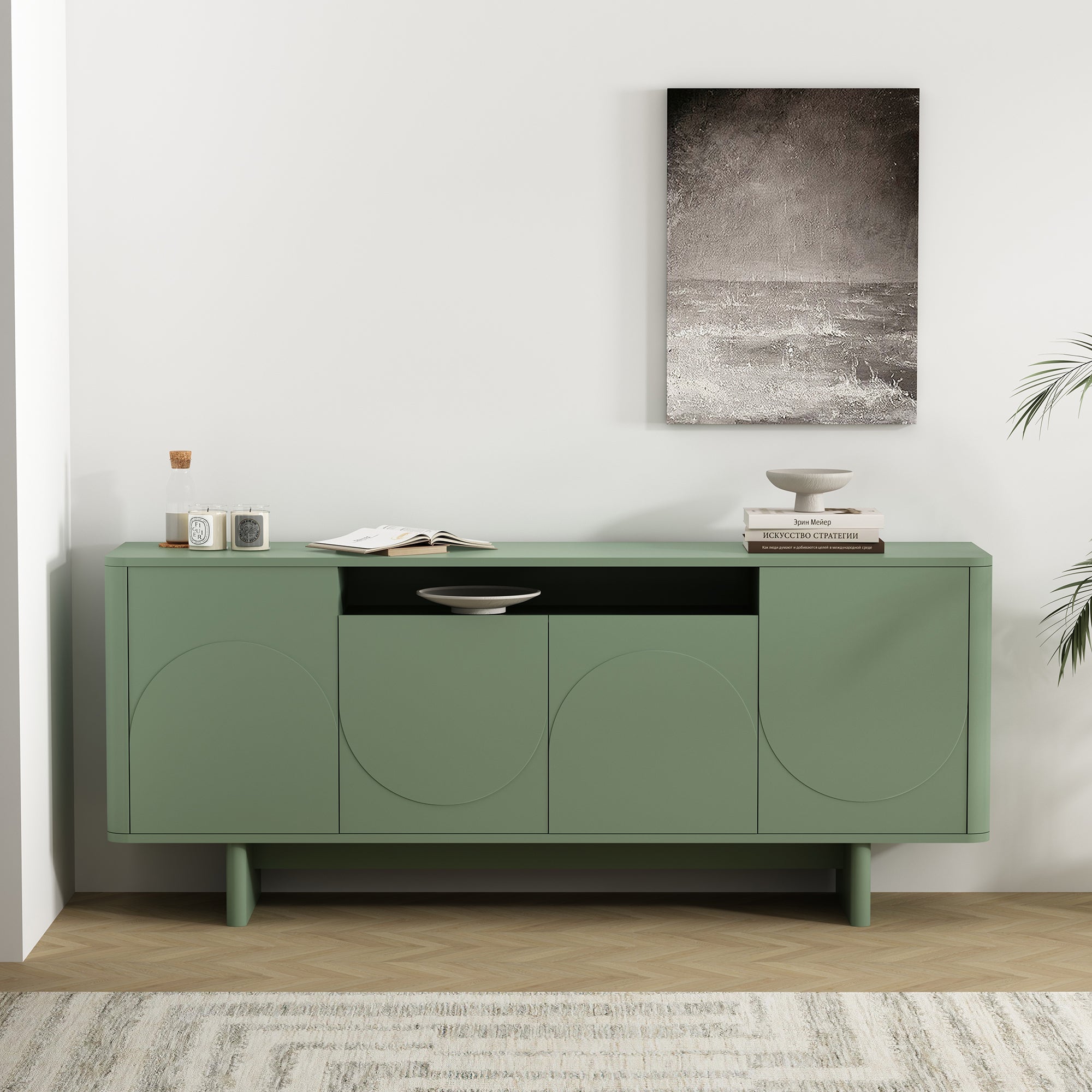 Ella 71" Modern Sage Green Sideboard