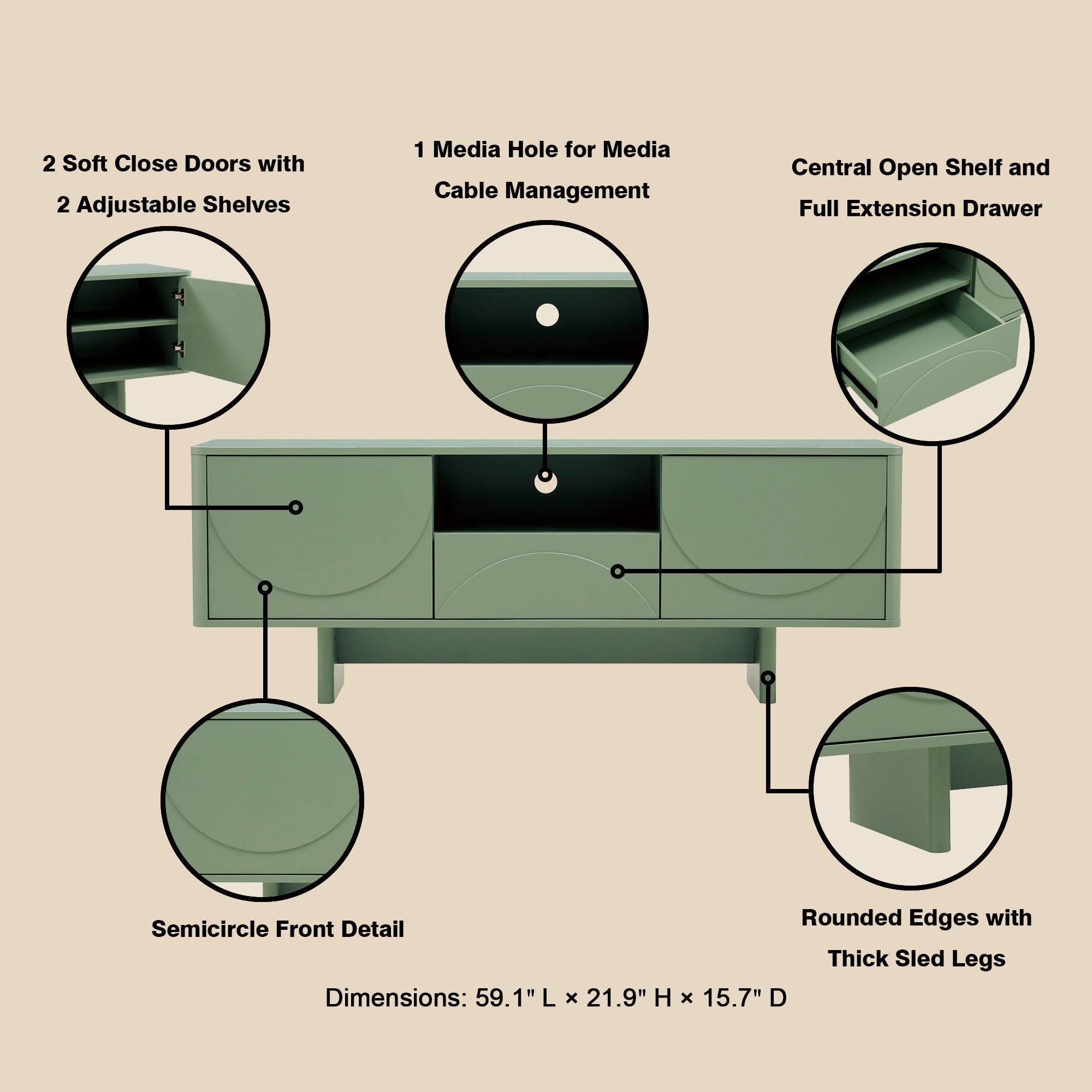 Ella Sage Green 59" TV Stand