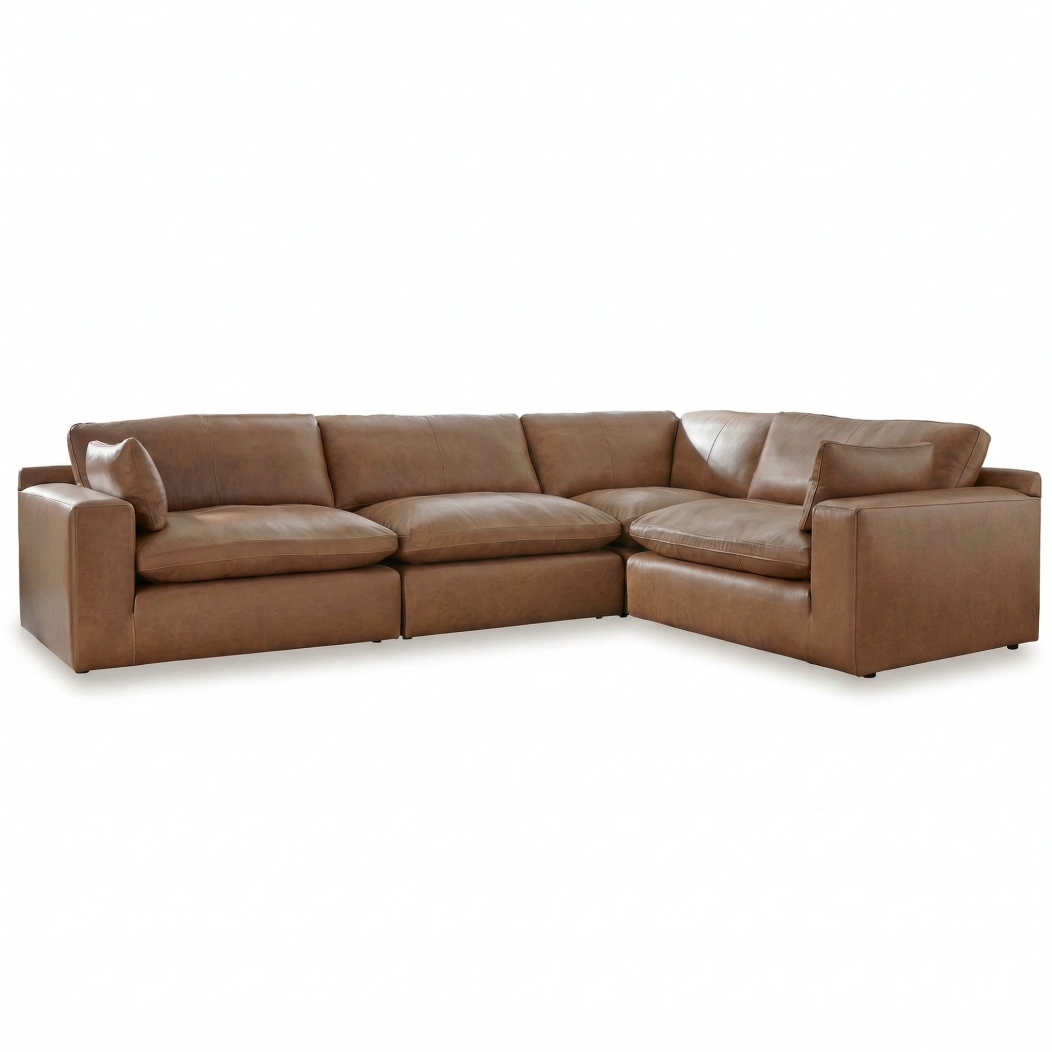 Emilia Caramel Leather 4-Piece Modular Sectional